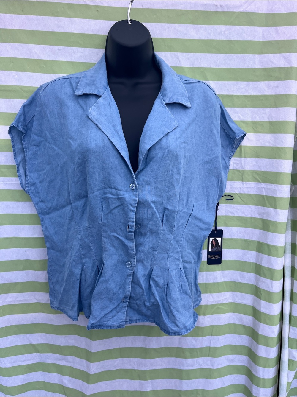 RACHEL Rachel Roy Light Blue Short-Sleeve Button-Front Shirt